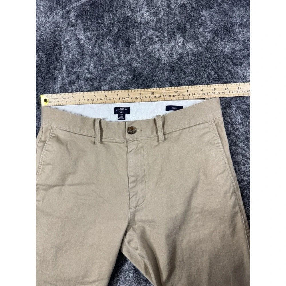 J.Crew Men's FLEX Chino Pants Size 30x30 Tan Khaki Polyester SLIM FIT